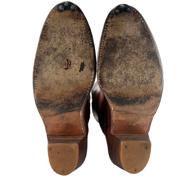 Vintage Frye Cowboy Boots Mens size 9D Distressed Brown Leather USA Western Boot - Picture 3 of 15